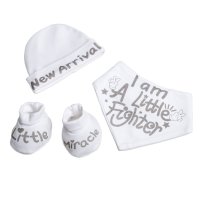 HBB262-W: White Bib, Hat & Bootee Set